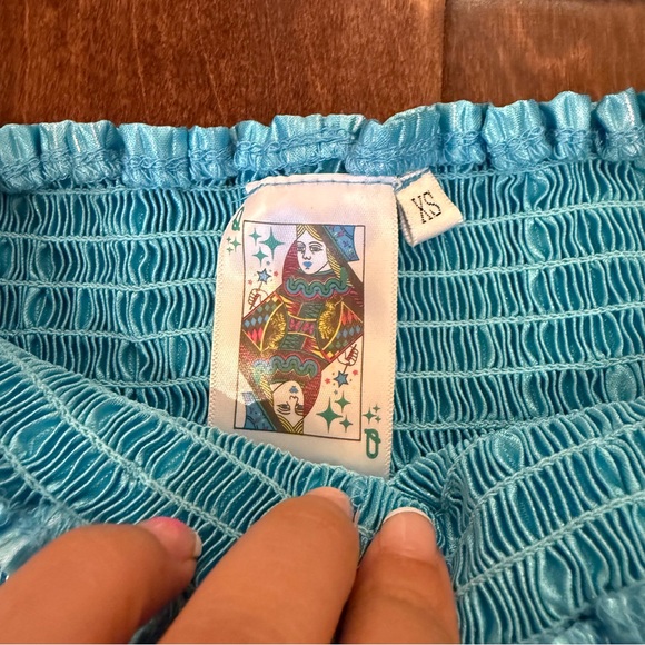Queen of Sparkles Swing Shorts Aqua Blue Metallic size XS - Picture 2 of 4